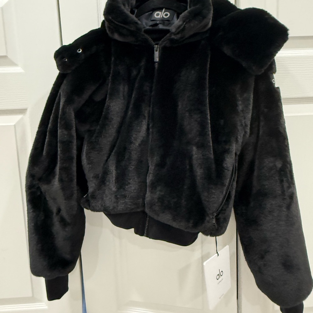 ALO Yoga Black Faux Fur Jacket